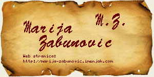 Marija Zabunović vizit kartica